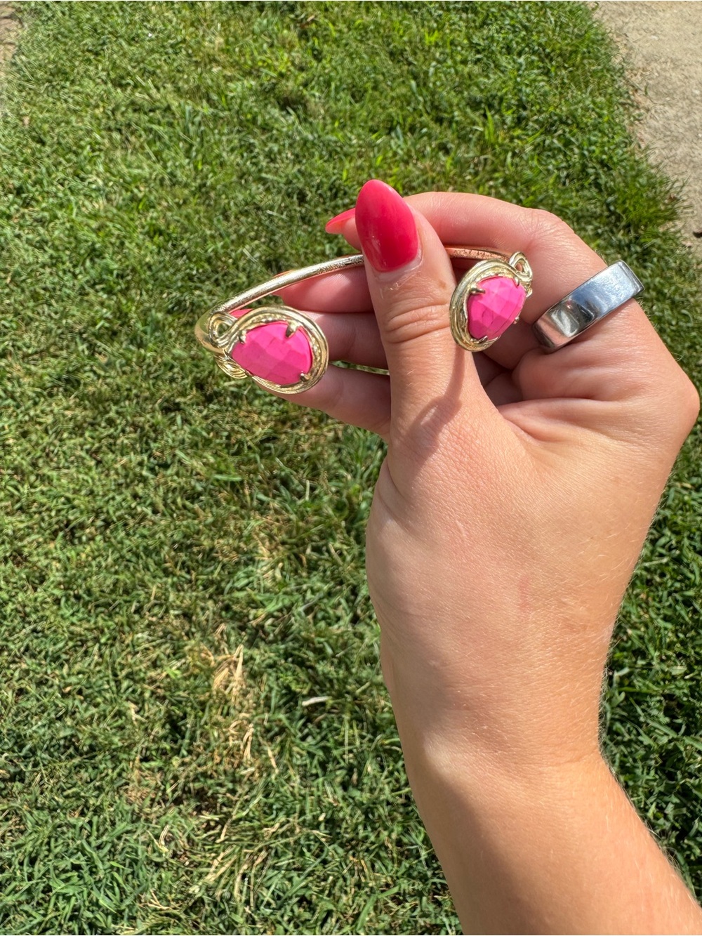 Kendra Scott Gold Open Cuff Bracelet with Pink Stones - Picture 4 of 4